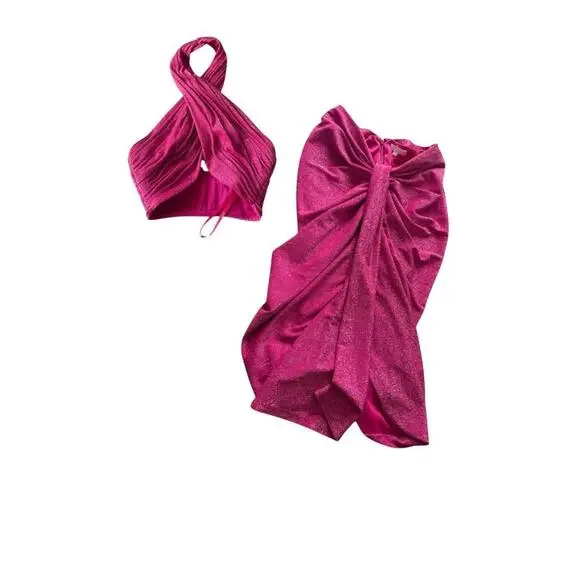 LBV Official Pink Halter Top and Sarong Skirt Resort wear Size 2 - Picture 6 of 8